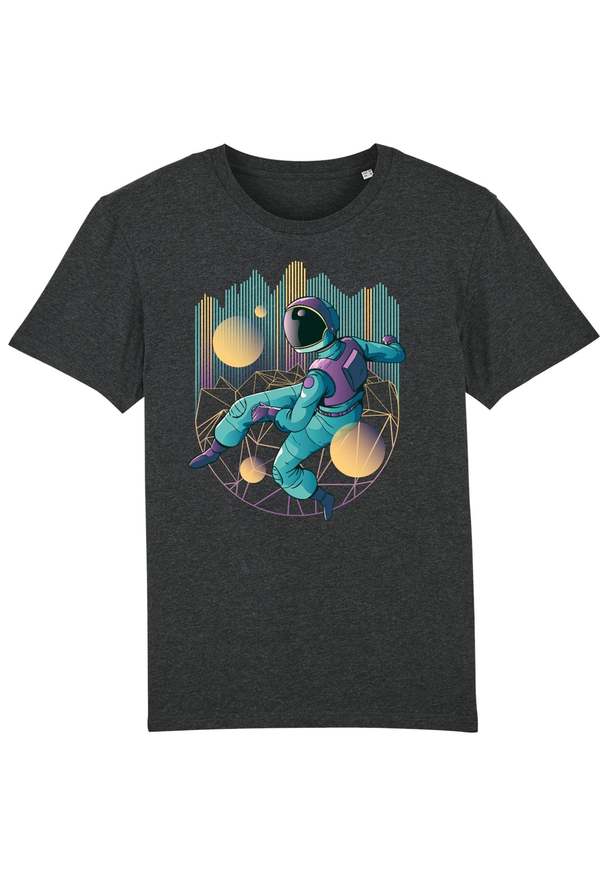 Techno Astronaut - T-Shirt Print - Dark Heather Grey 3 Techno Astronaut - T-Shirt Print - Dark Heather Grey