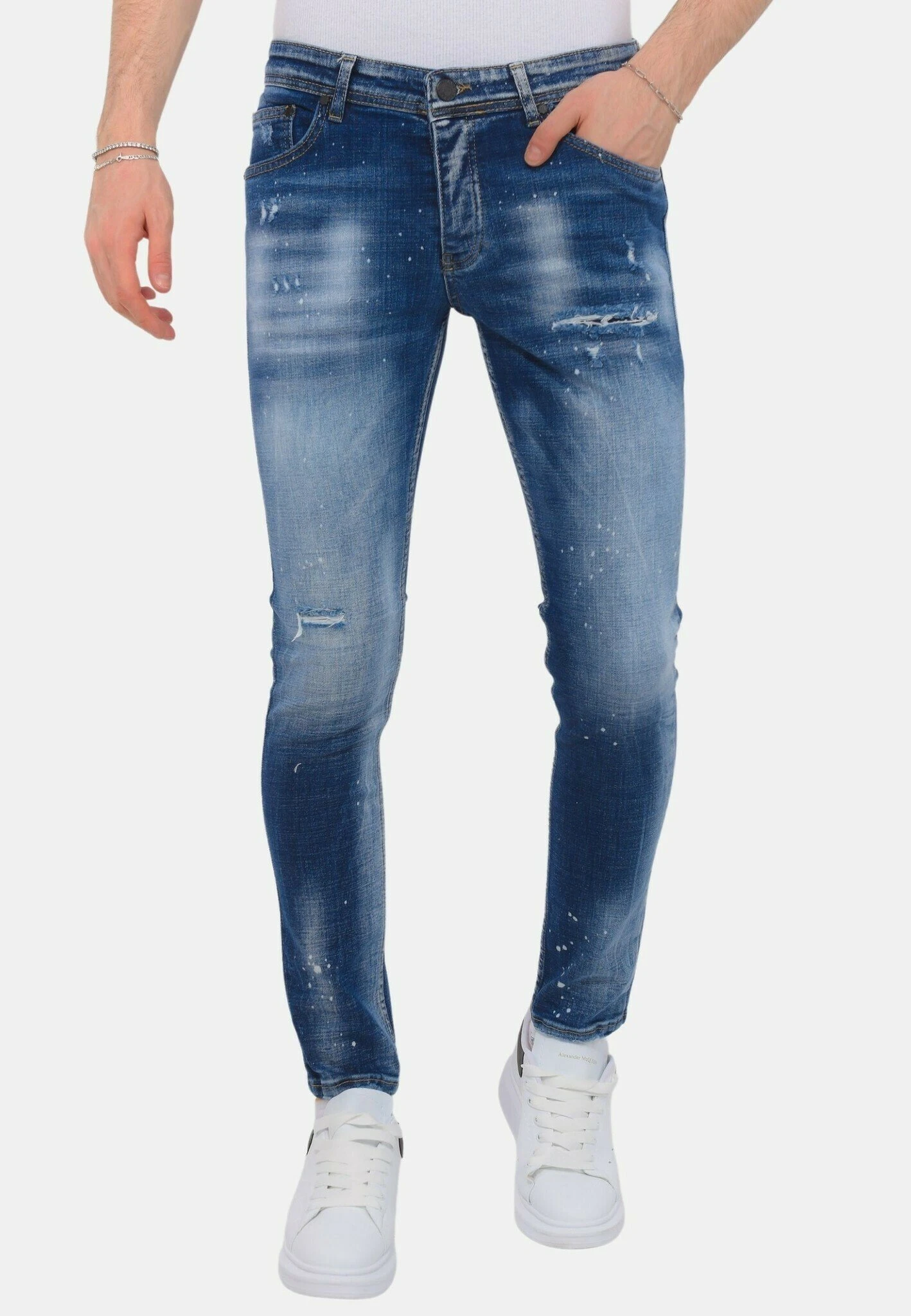 Paint Splash Ripped - Slim Fit Jeans - Blauw 5 Paint Splash Ripped - Slim Fit Jeans - Blauw - Afbeelding 3