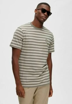 Selected Homme Slhricky StripeSs O-Neck - T-Shirt Print - Vetiver -Heren Mode Boutique 4d3bd55ef57848a081073da7764c1e64