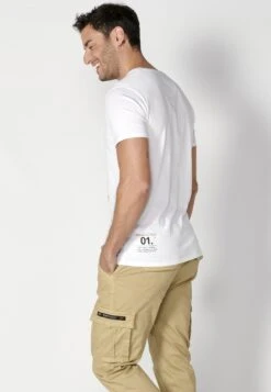 Koroshi Short Sleeve - T-Shirt Print - Blanco White -Heren Mode Boutique 4fb9b1a53ac94dd687cbc98ee14331ab