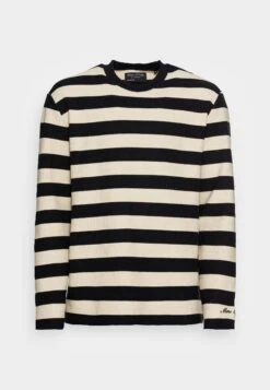Marc O'Polo Longsleeve Rib Neck Trimming Stripes Logo Embroidery - Longsleeve - Multi/Dark Navy