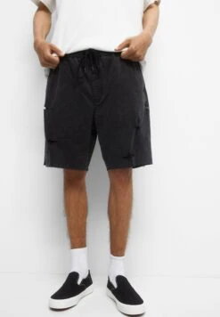 PULL & BEAR Ripped Bermuda- Jeansshort - Black