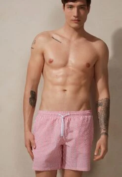 Intimissimi Striped Seersucker - Zwemshorts -White Red