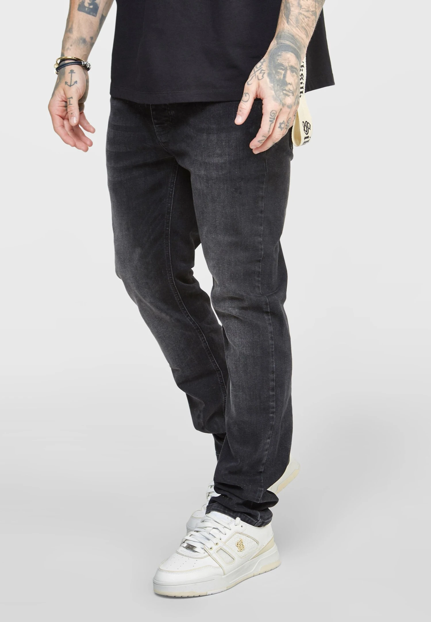 SikSilk Slim Fit Jeans - Washed Black 3 SikSilk Slim Fit Jeans - Washed Black