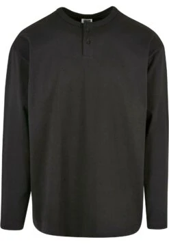 URBAN CLASSICS Oversized Henley Longsleeve - Longsleeve - Black