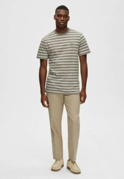 Selected Homme Slhricky StripeSs O-Neck - T-Shirt Print - Vetiver -Heren Mode Boutique 9b7cae04027547e8ba31d333576f08d5