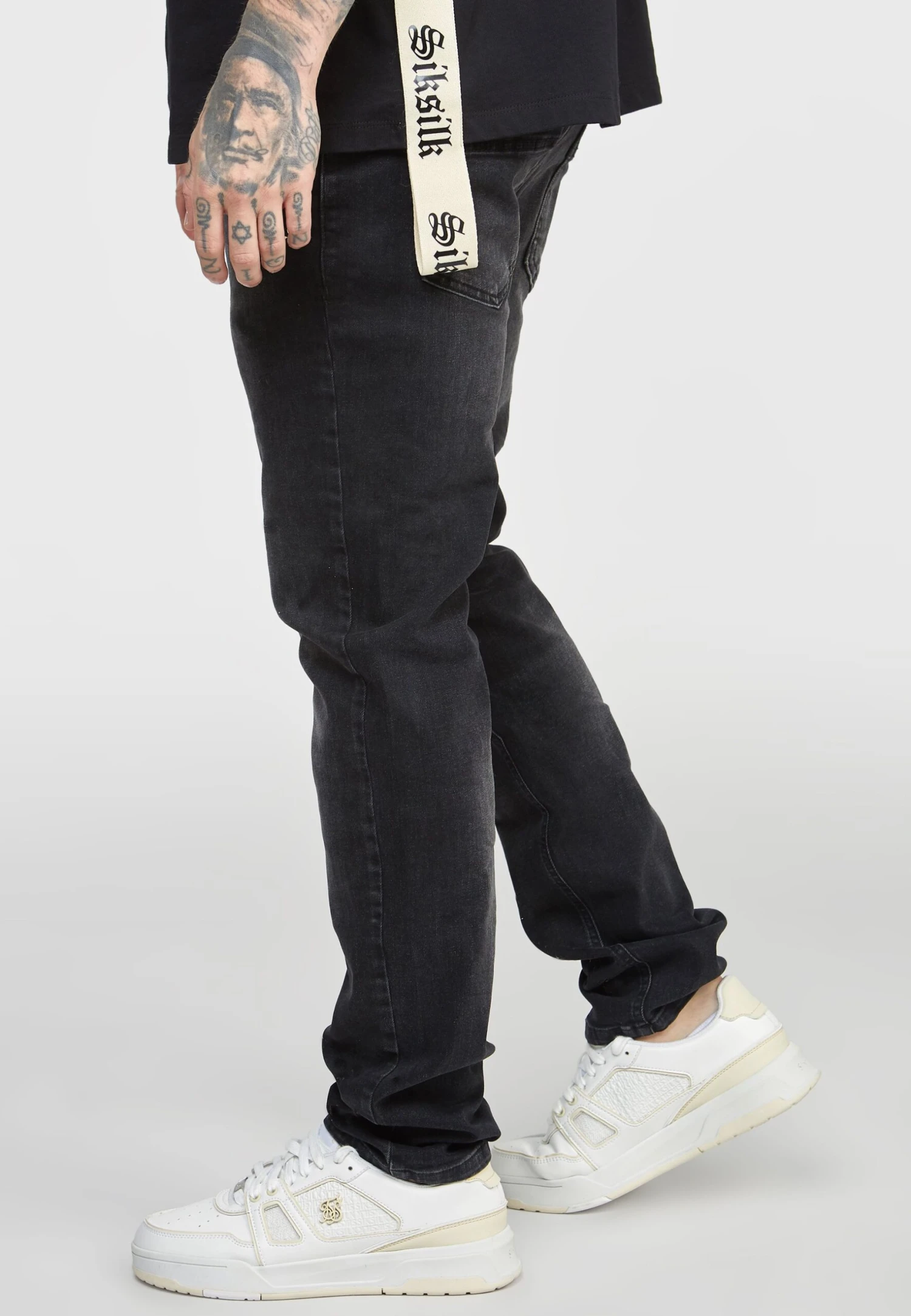 SikSilk Slim Fit Jeans - Washed Black 6 SikSilk Slim Fit Jeans - Washed Black - Afbeelding 4