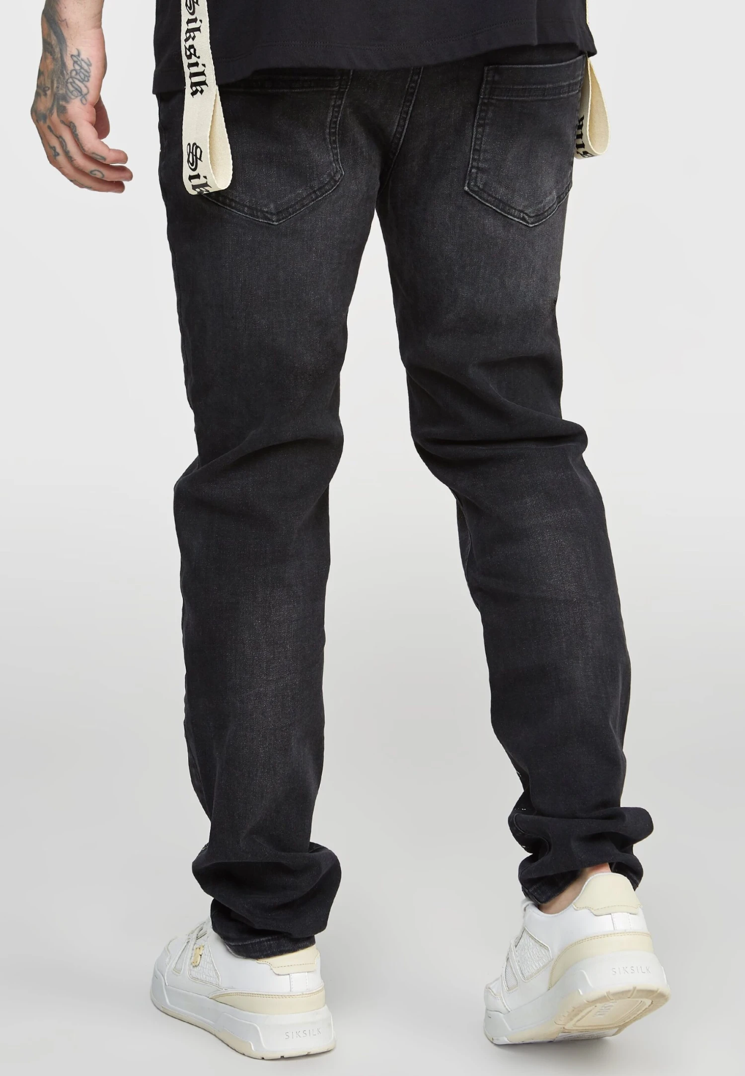 SikSilk Slim Fit Jeans - Washed Black 7 SikSilk Slim Fit Jeans - Washed Black - Afbeelding 5