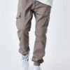 Multi-Poches Bas Élastique - Jeans Tapered Fit - Taupe