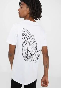 Mister Tee Pray Hands - T-Shirt Print - White