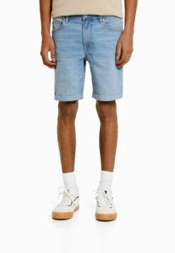 BERSHKA Jeansshort - Light Blue Denim