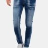 Paint Splash Ripped - Slim Fit Jeans - Blauw -Heren Mode Boutique d399fd5eb0b44fb7bd60c4a2b7570e22