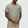 Selected Homme Slhricky StripeSs O-Neck - T-Shirt Print - Vetiver