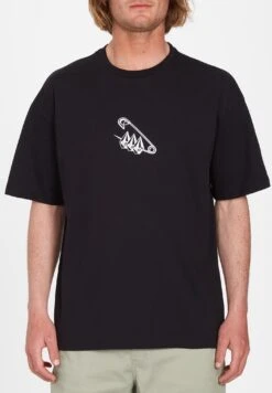 Volcom Pinedstones Lse Sst - T-Shirt Print - Black