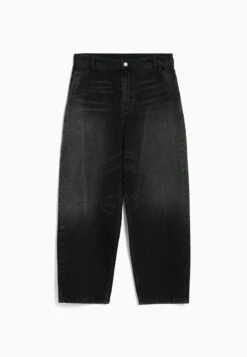 BERSHKA Faded-Effect Skater - Relaxed Fit Jeans - Black -Heren Mode Boutique f958904a78ab4e6eab41ed66bd5c9dfc