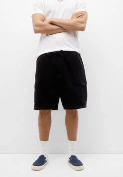 PULL & BEAR Waistband - Jeansshort - Black